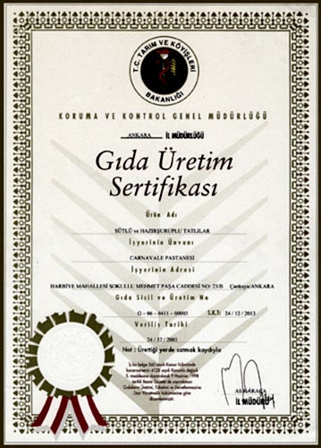 Gıda Üretim Sertifikası