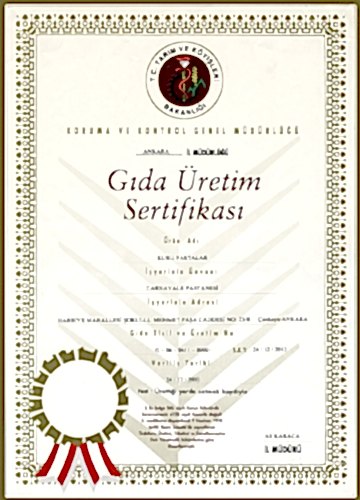 Gıda Üretim Sertifikası