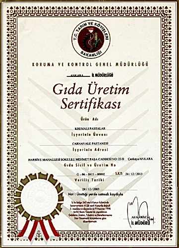 Gıda Üretim Sertifikası